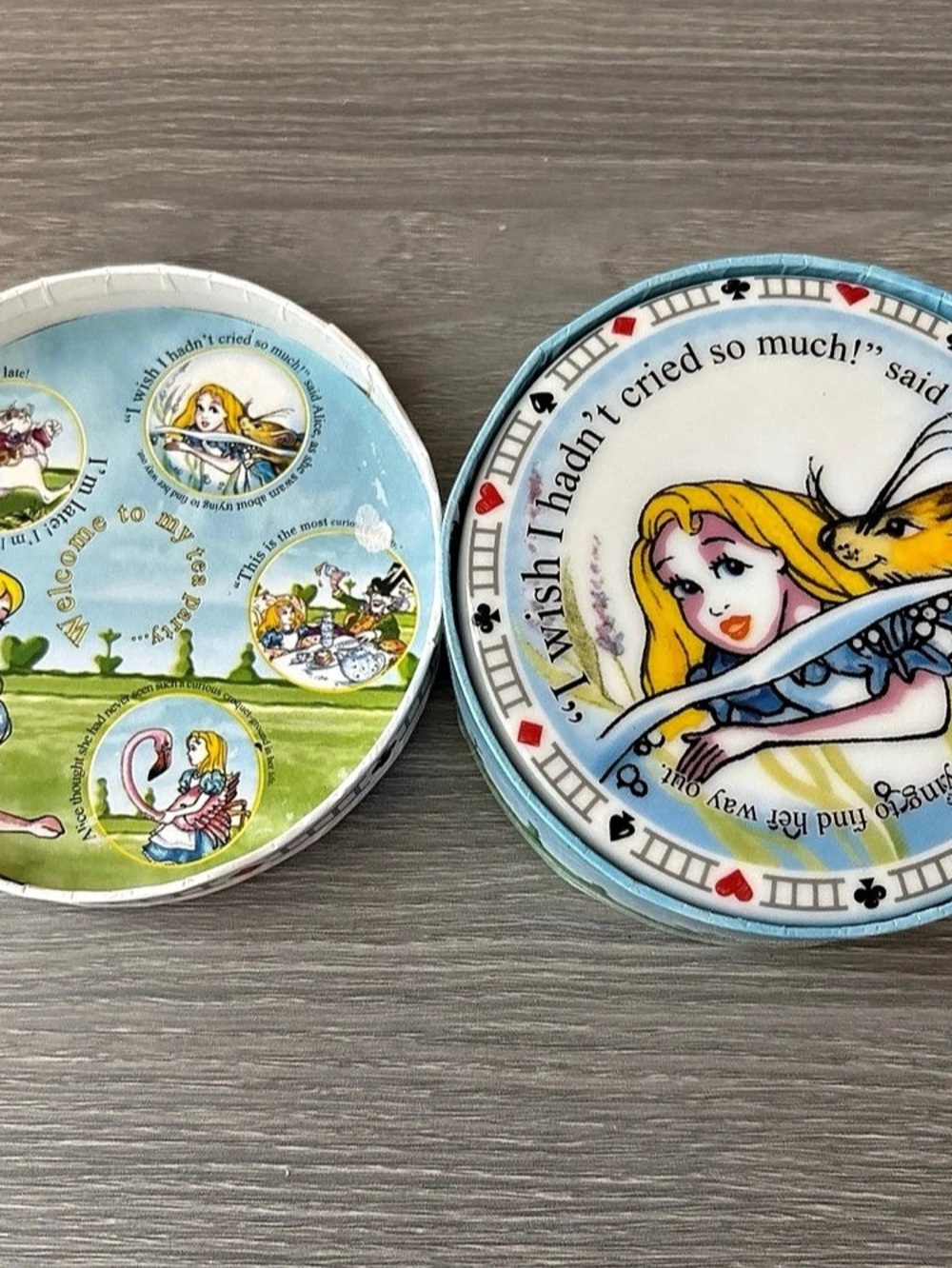 Cardew Design Alice in Wonderland Coaster Set 4 Coaster Set 4 Blue & White - Picture 3 of 5
